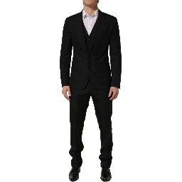 Black Stripes Slim Fit Formal 3 Piece Suit