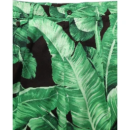 Black Green Banana Leaf Men Bermuda Shorts