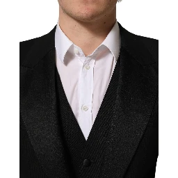 Black Wool Slim Fit Formal 3 Piece Men Suit