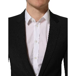 Black Wool Slim Fit Formal 2 Piece Men Suit