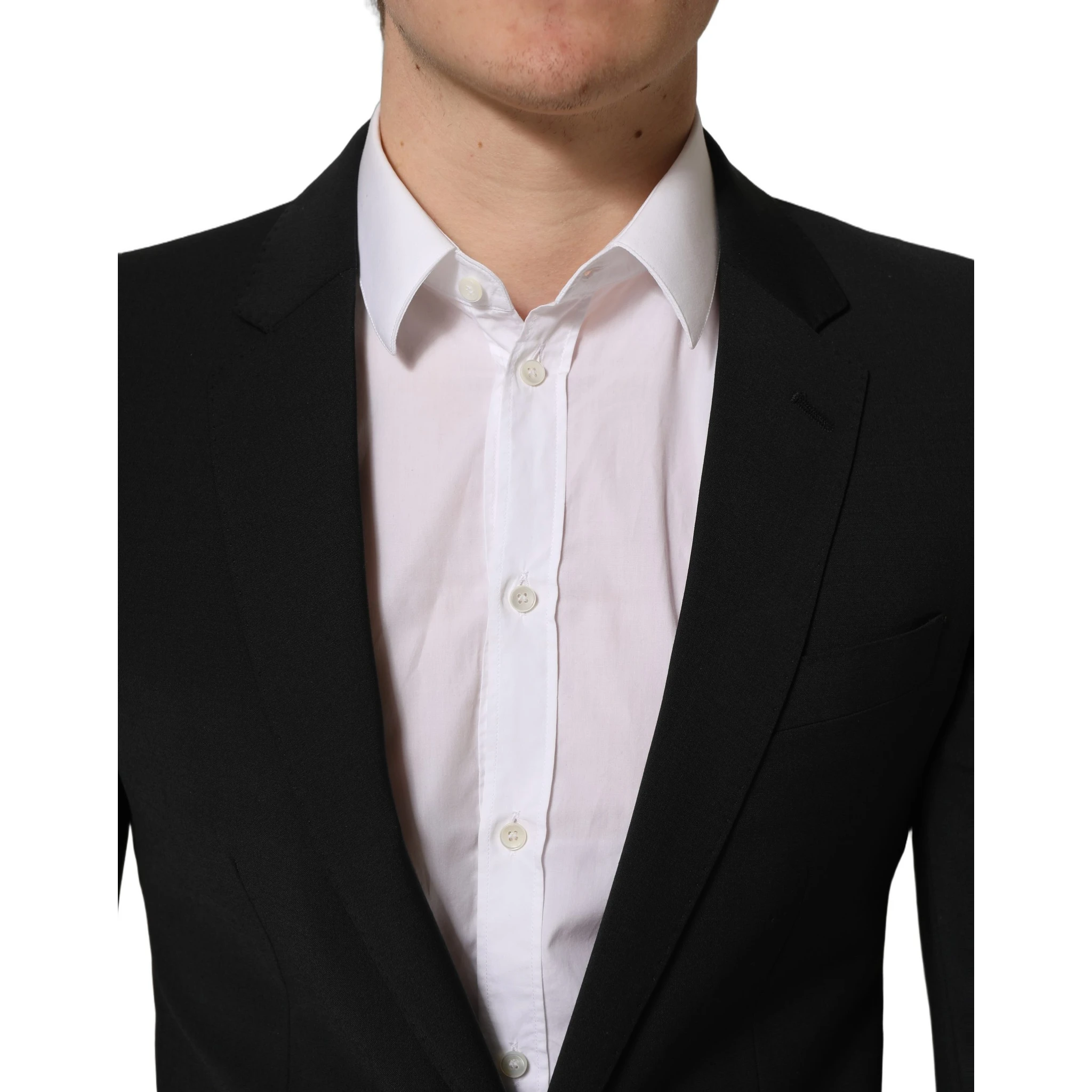 Black Wool Slim Fit Formal 2 Piece Men Suit