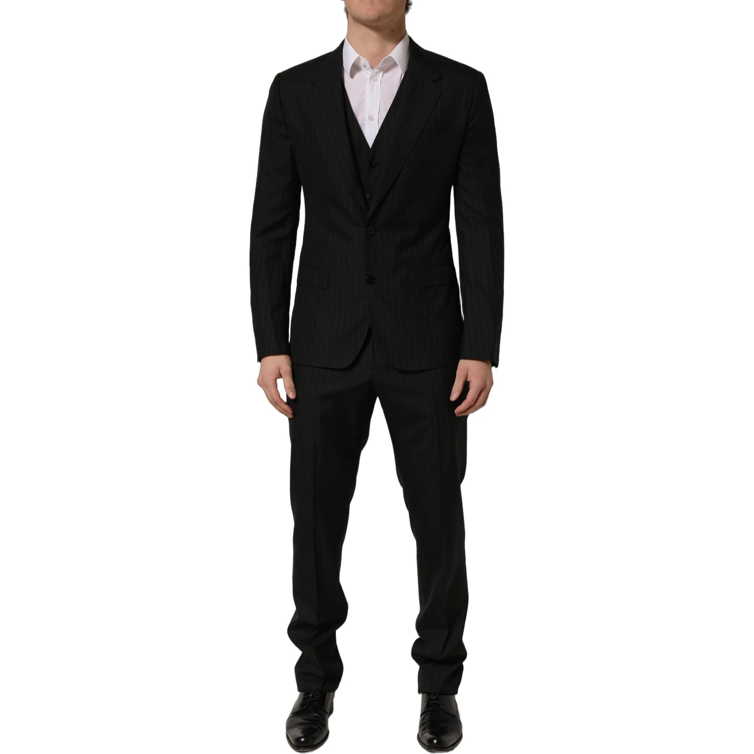 Black Stripes Slim Fit Formal 3 Piece Suit