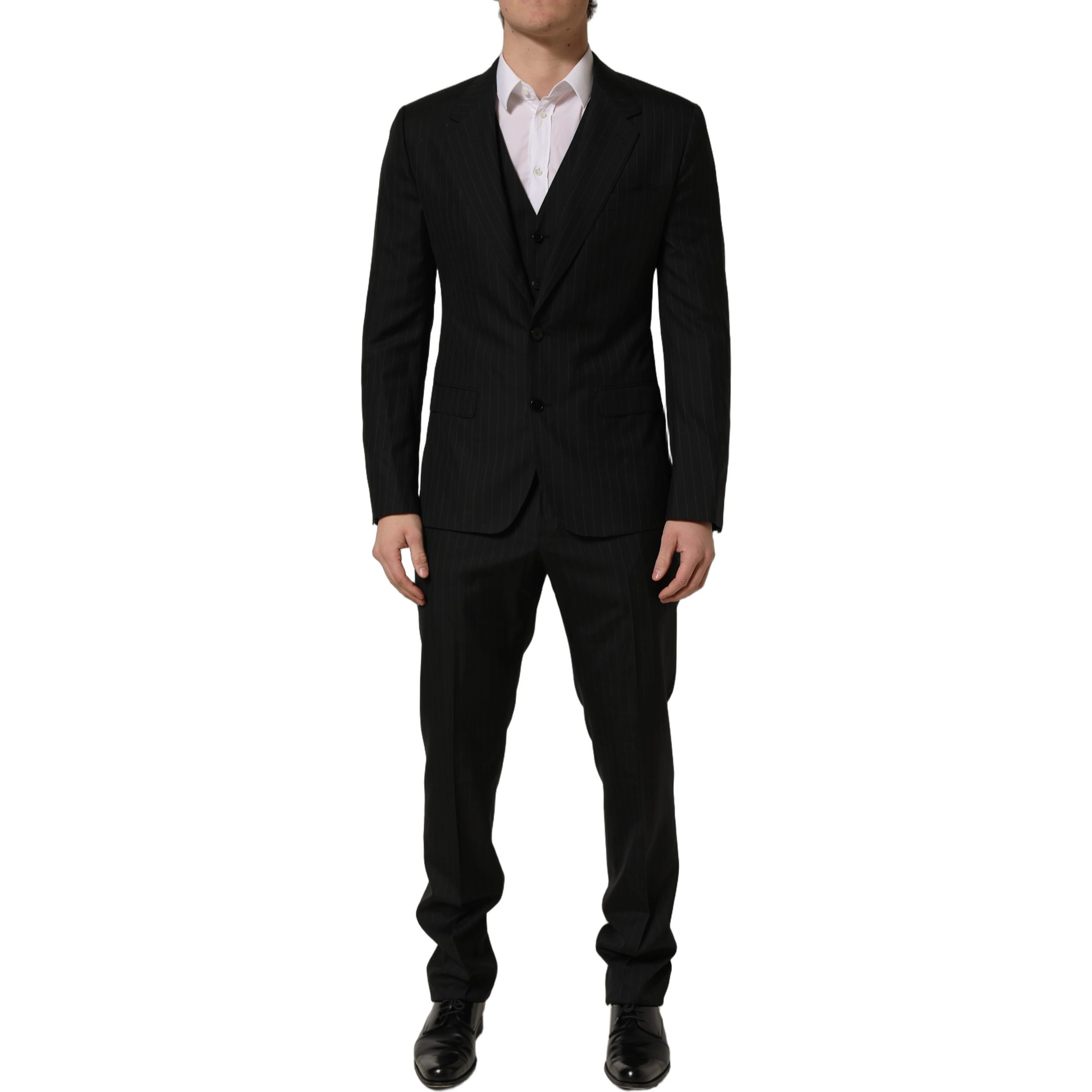Black Stripes Slim Fit Formal 3 Piece Suit