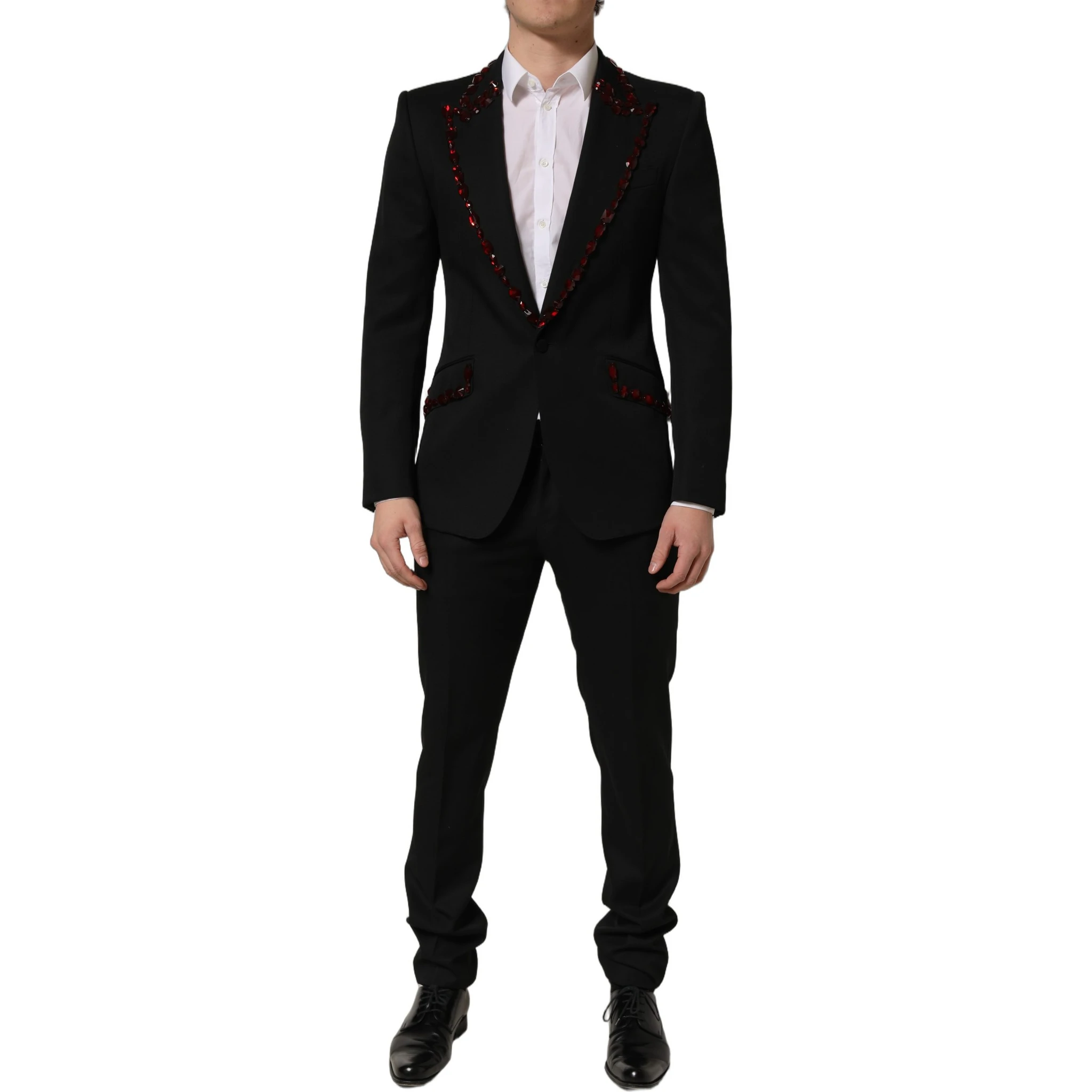 Black Wool Crystal Embellished 2 Piece Suit