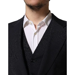 Black Wool Slim Fit Formal 3 Piece Men Suit