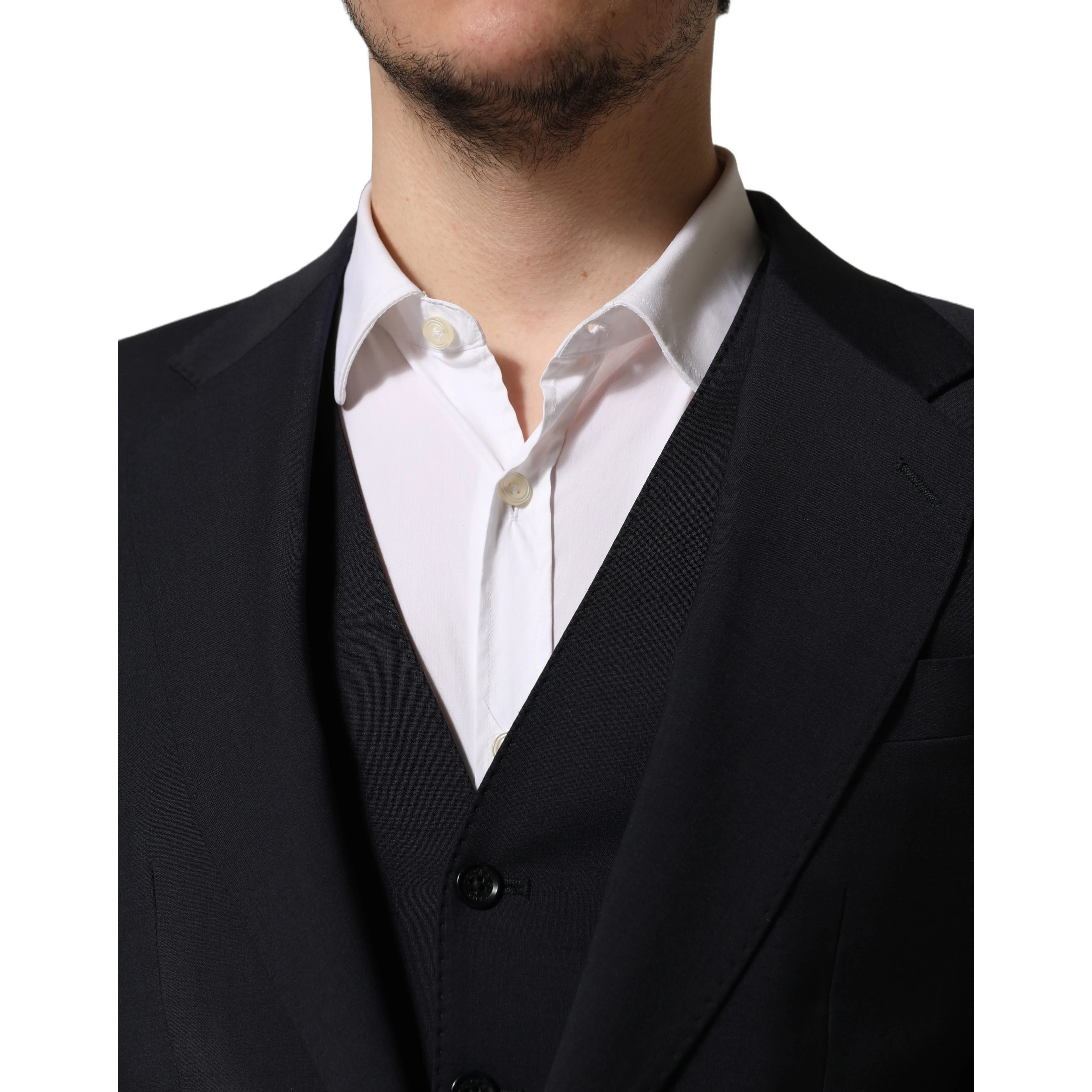 Black Wool Slim Fit Formal 3 Piece Men Suit