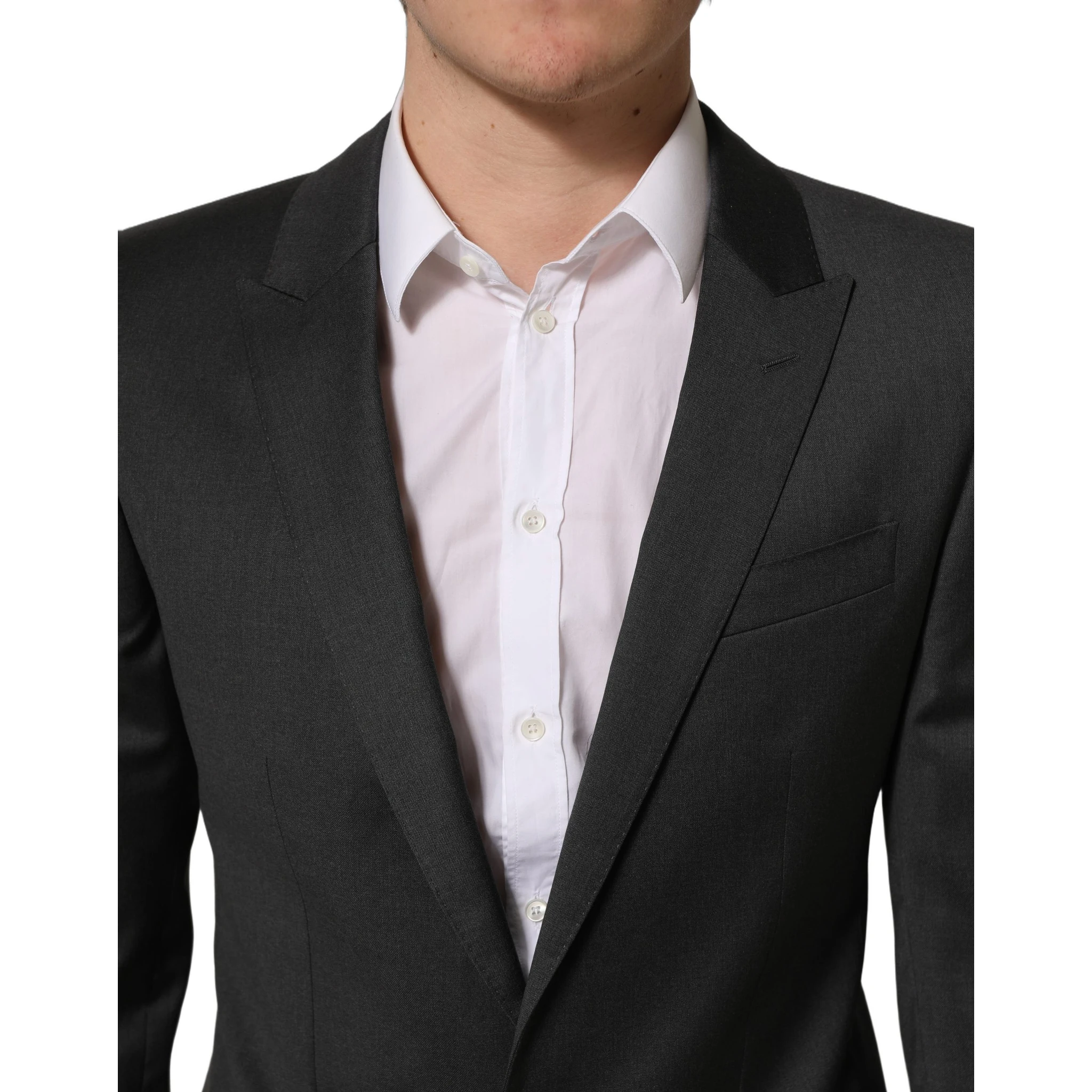 Gray Wool Slim Fit Formal 2 Piece Men Suit