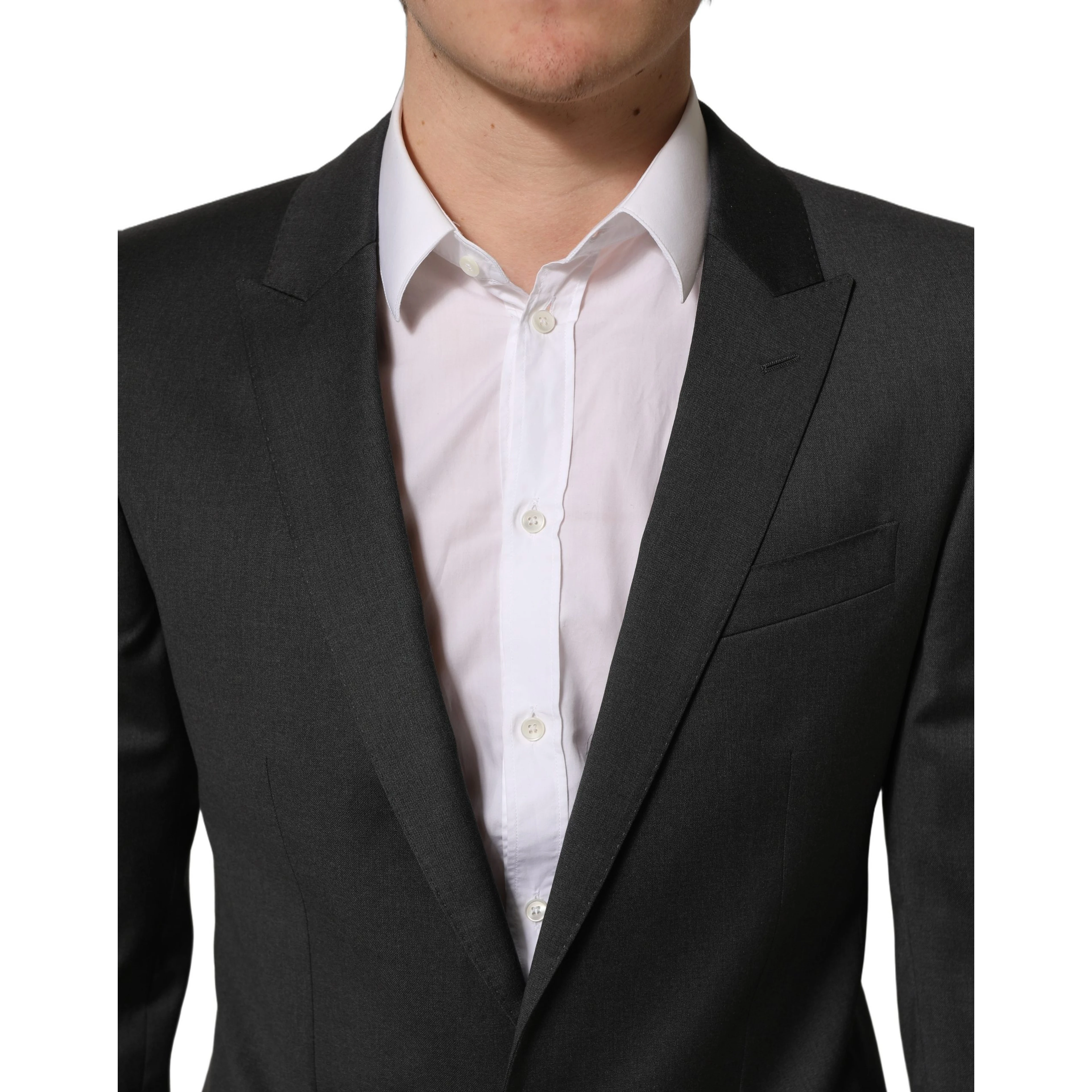 Gray Wool Slim Fit Formal 2 Piece Men Suit