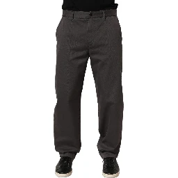 Dark Gray Cotton Straight Chino Trouser Pants