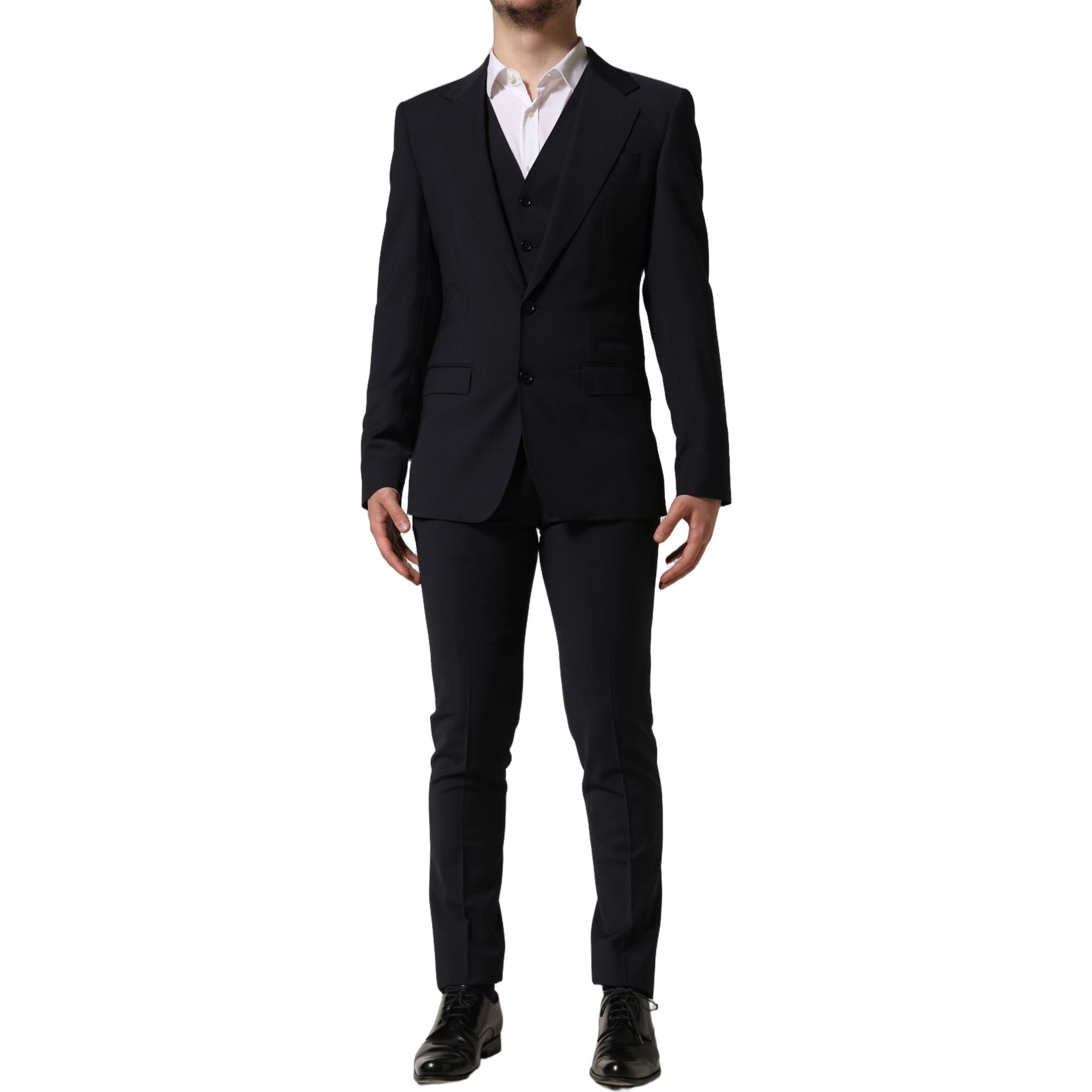 Black Wool Slim Fit Formal 3 Piece Men Suit