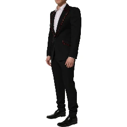 Black Wool Crystal Embellished 2 Piece Suit