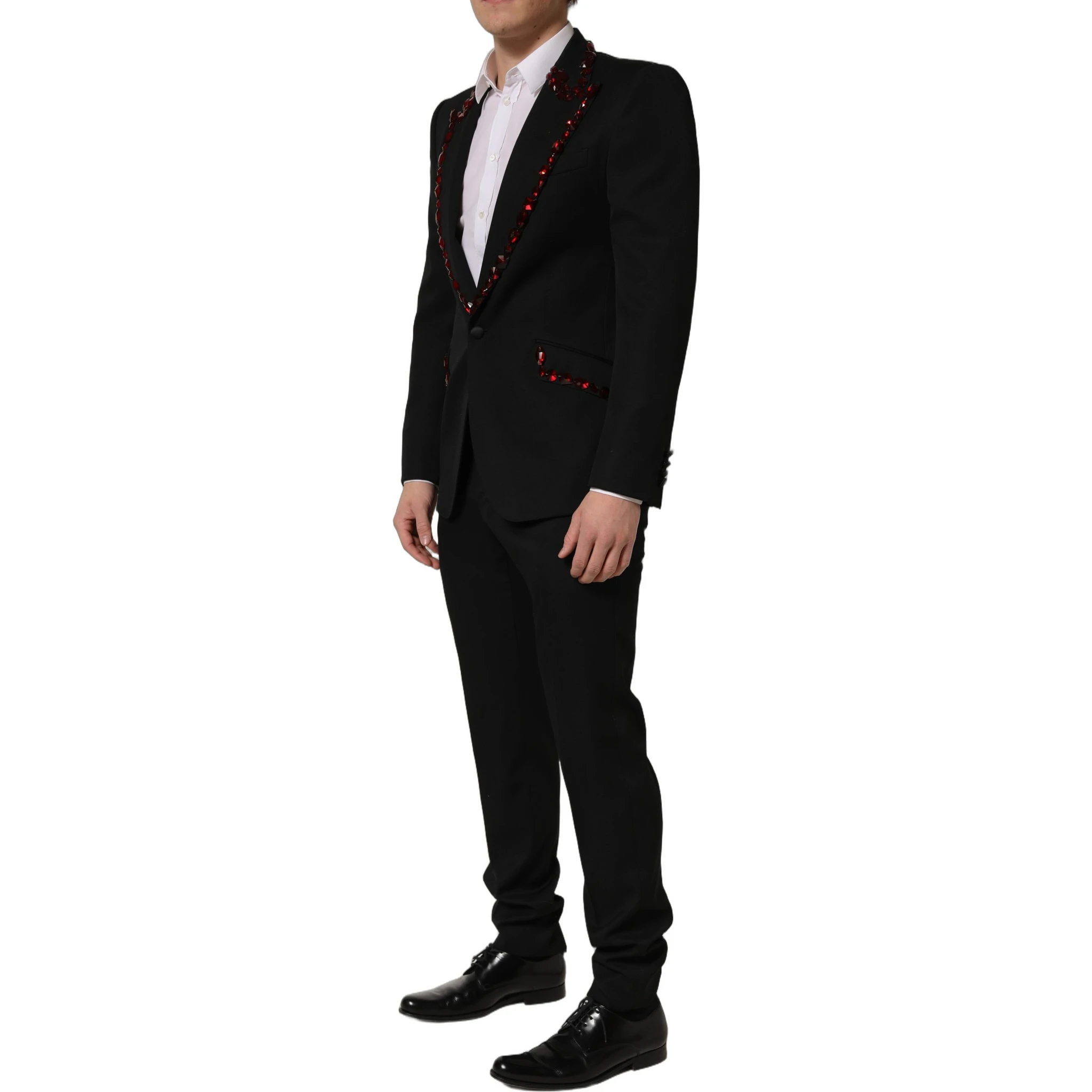 Black Wool Crystal Embellished 2 Piece Suit