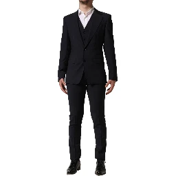 Black Wool Slim Fit Formal 3 Piece Men Suit
