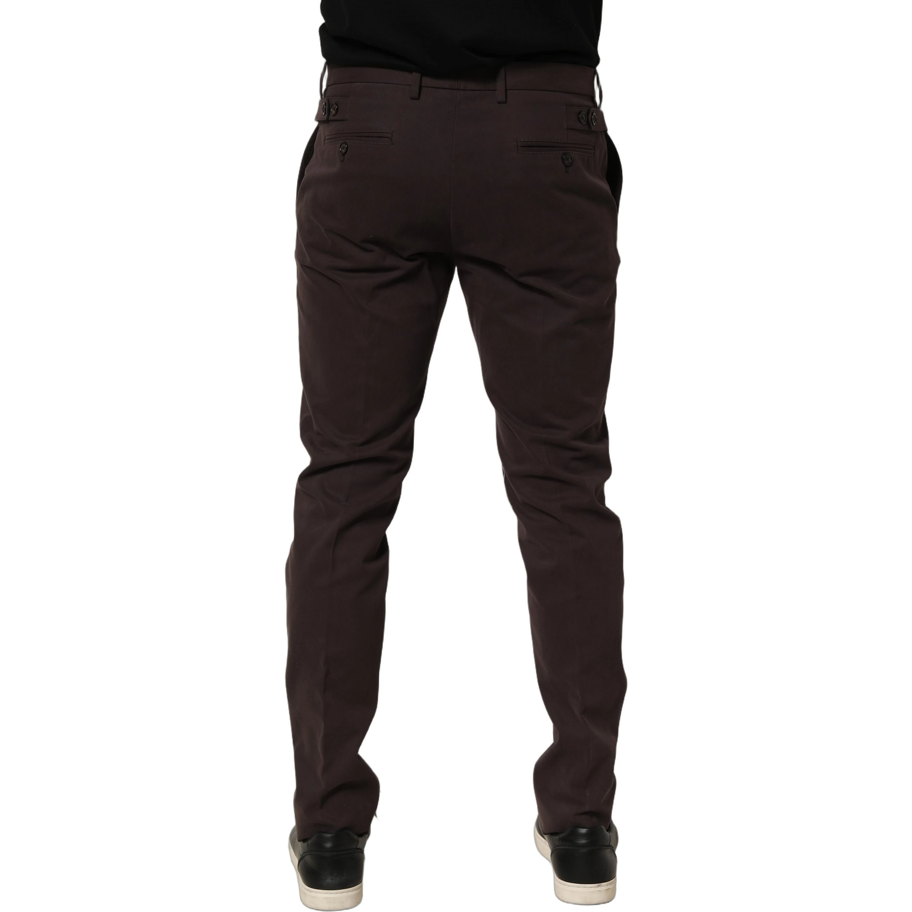 Brown Cotton Skinny Leg Dress Trouser Pants