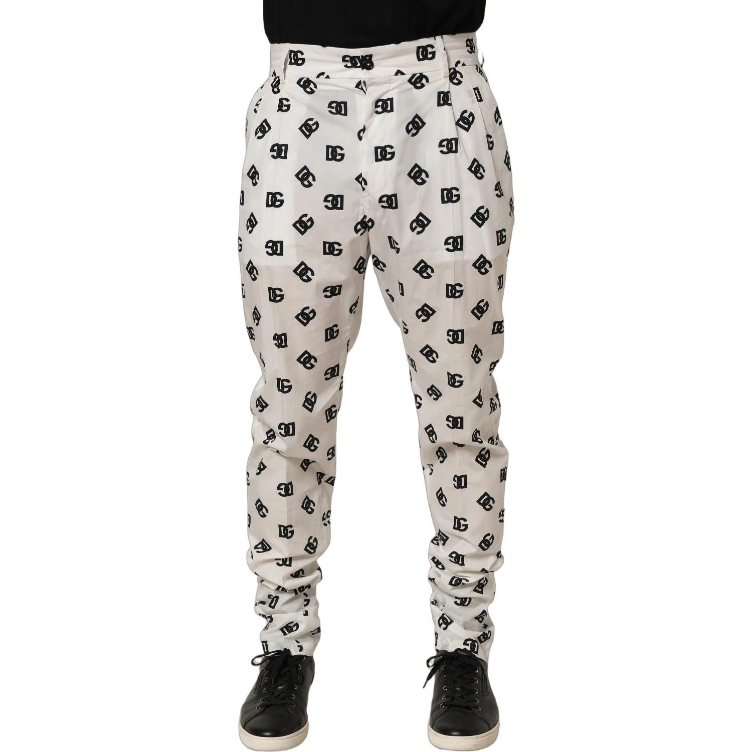 White Logo Skinny Leg Dress Men Trouser Pants