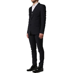 Black Wool Slim Fit Formal 3 Piece Men Suit