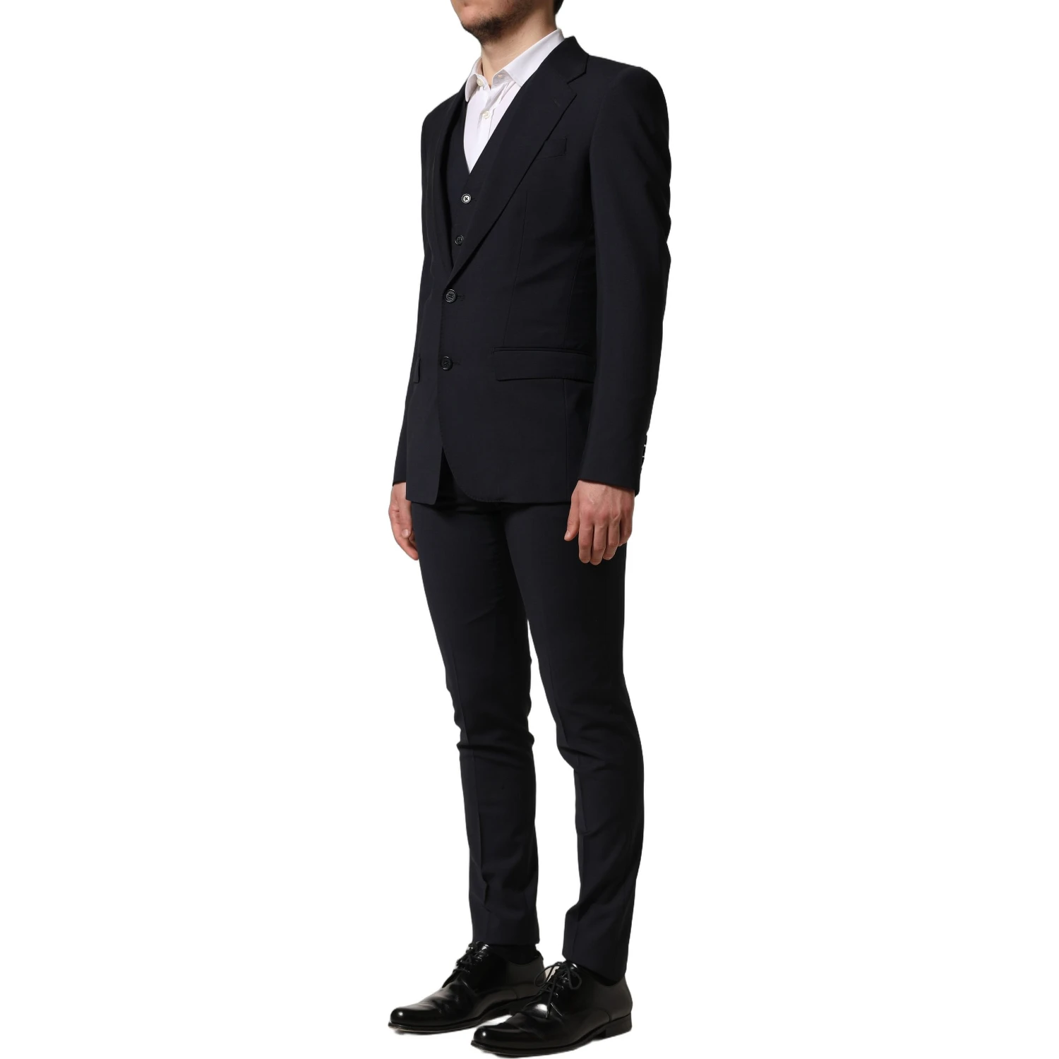 Black Wool Slim Fit Formal 3 Piece Men Suit