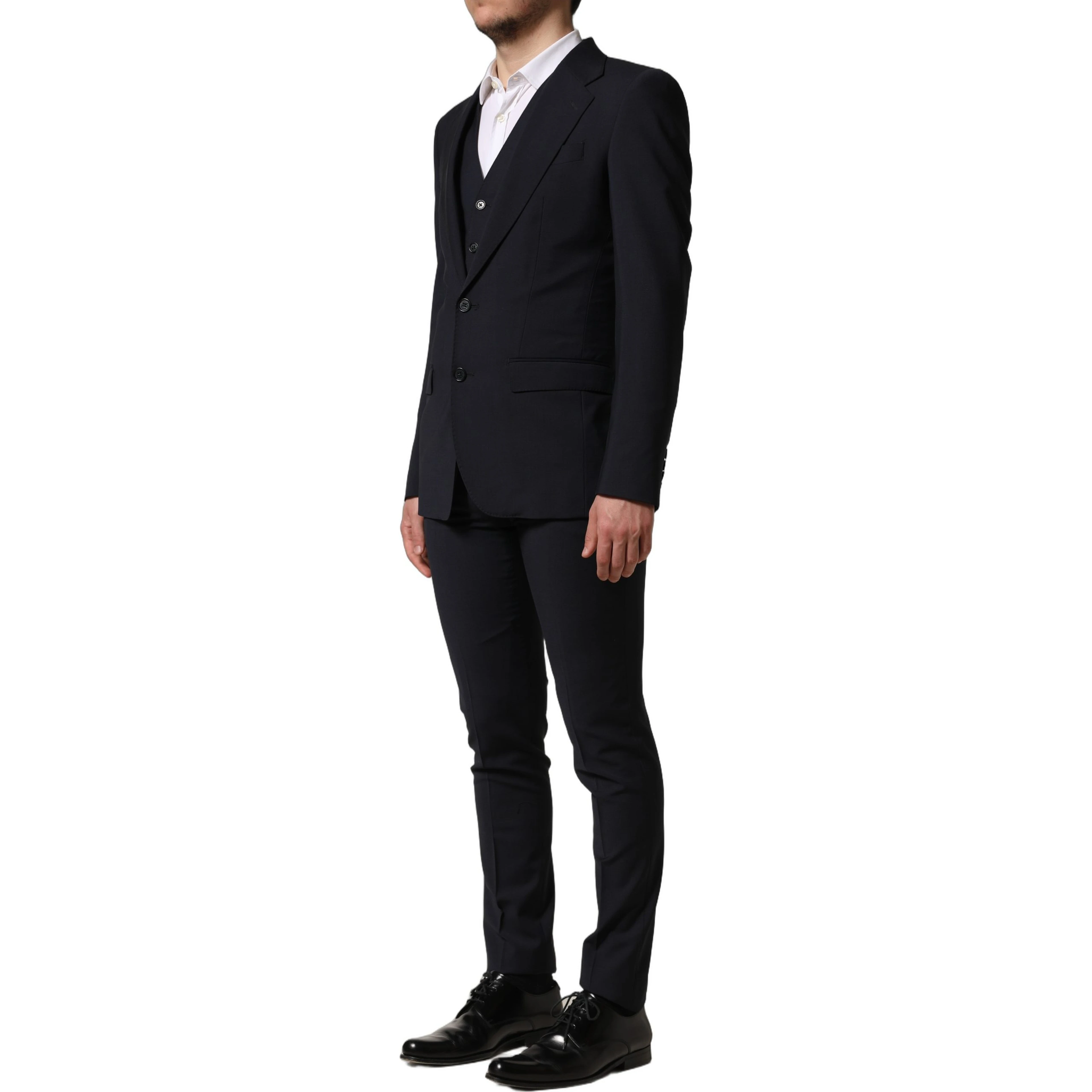 Black Wool Slim Fit Formal 3 Piece Men Suit