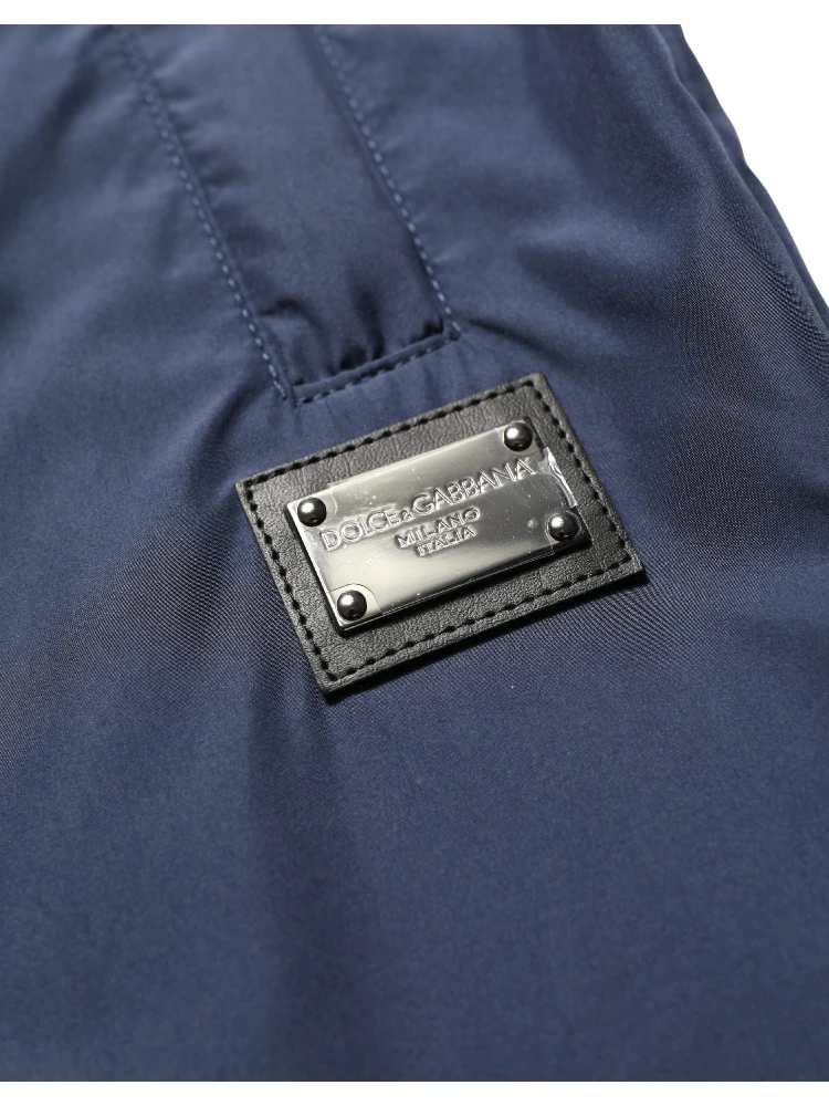 Dark Blue Polyester Jogger Sweatpants Pants