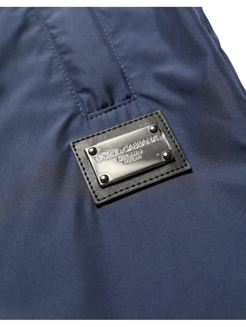 Dark Blue Polyester Jogger Sweatpants Pants
