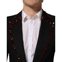 Black Wool Crystal Embellished 2 Piece Suit
