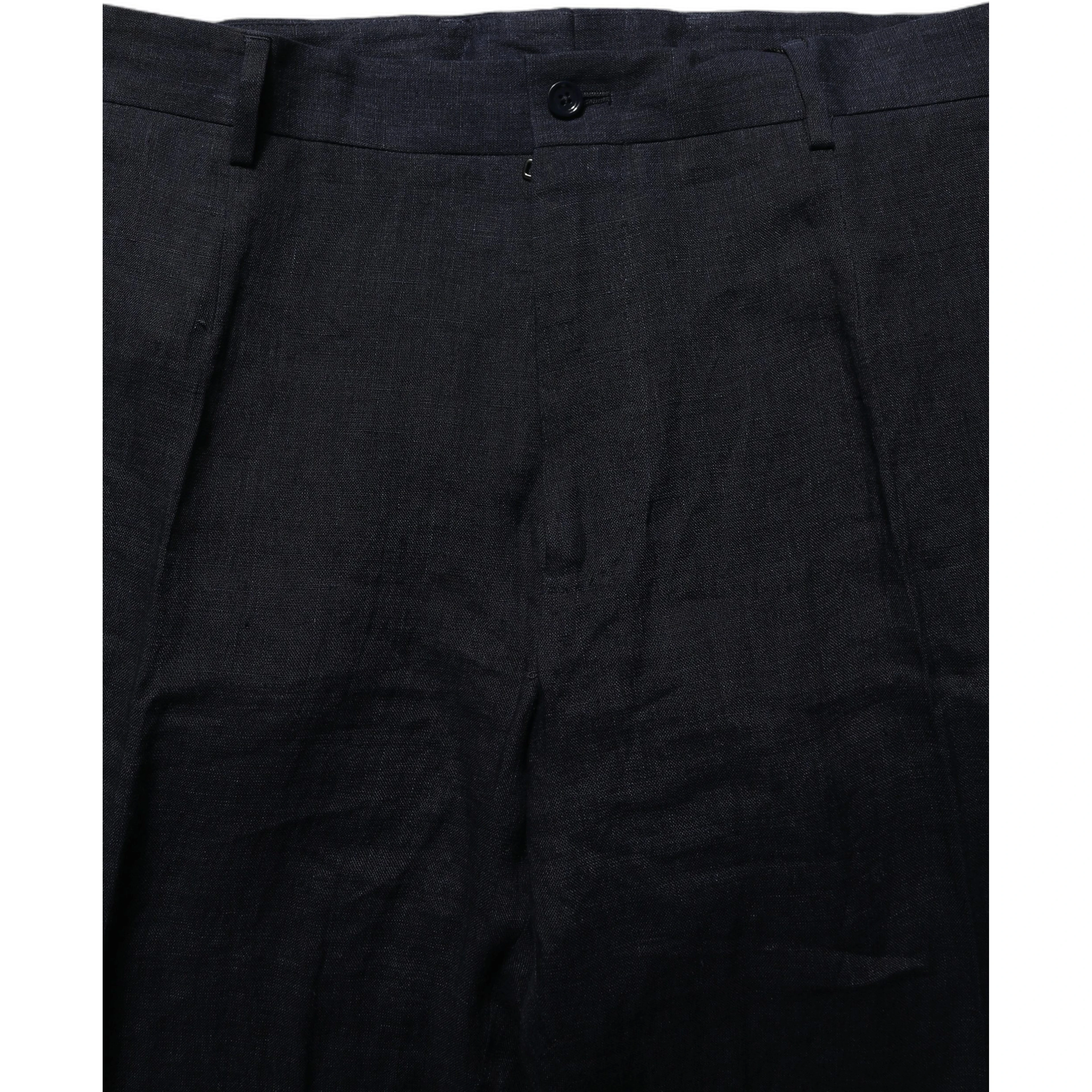Black Linen Straight Leg Dress Trouser Pants