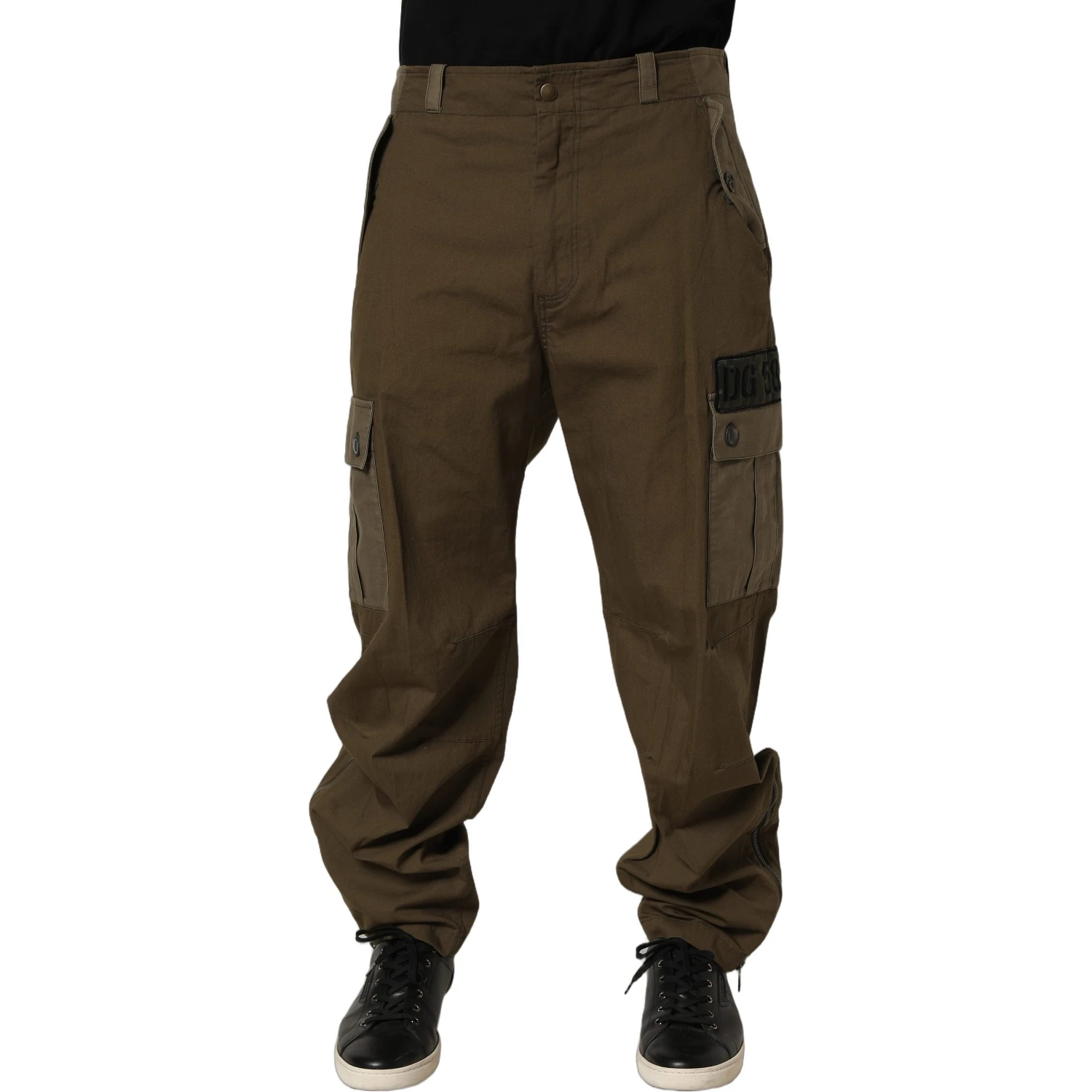 Brown Mid Waist Straight Cargo Trouser Pants