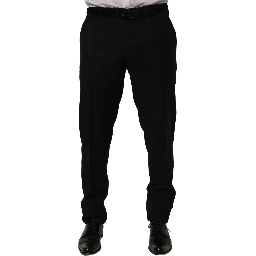 Black Wool Skinny Leg Dress Trouser Pants