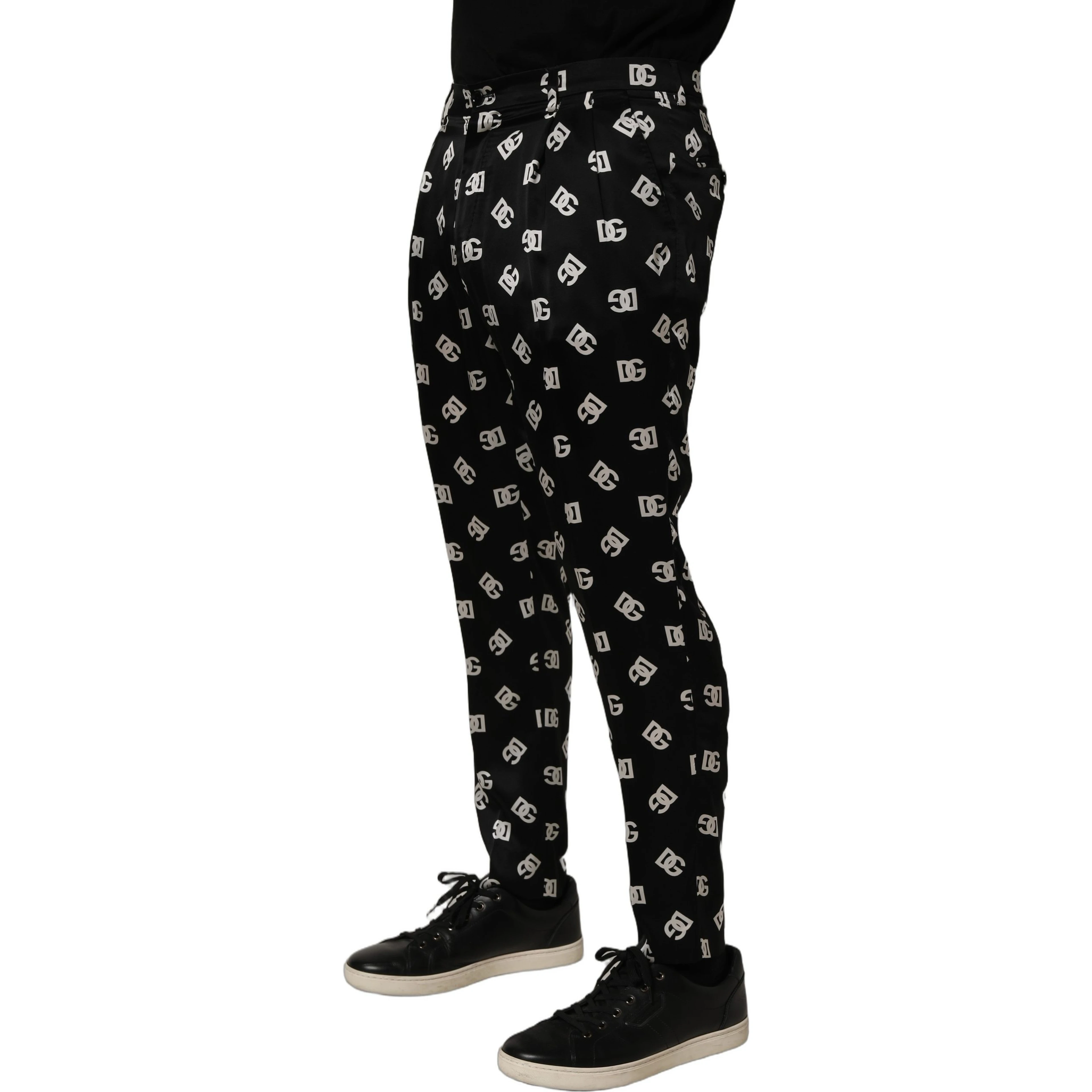Black Silk Skinny Leg Dress Men Trouser Pants