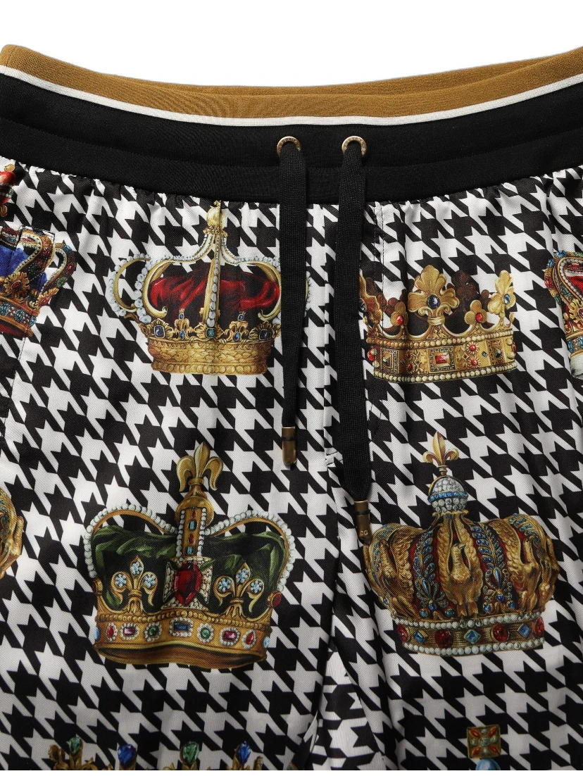 Multicolor Houndstooth Crown Men Sweatpants Pants