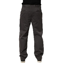 Dark Gray Cotton Straight Chino Trouser Pants