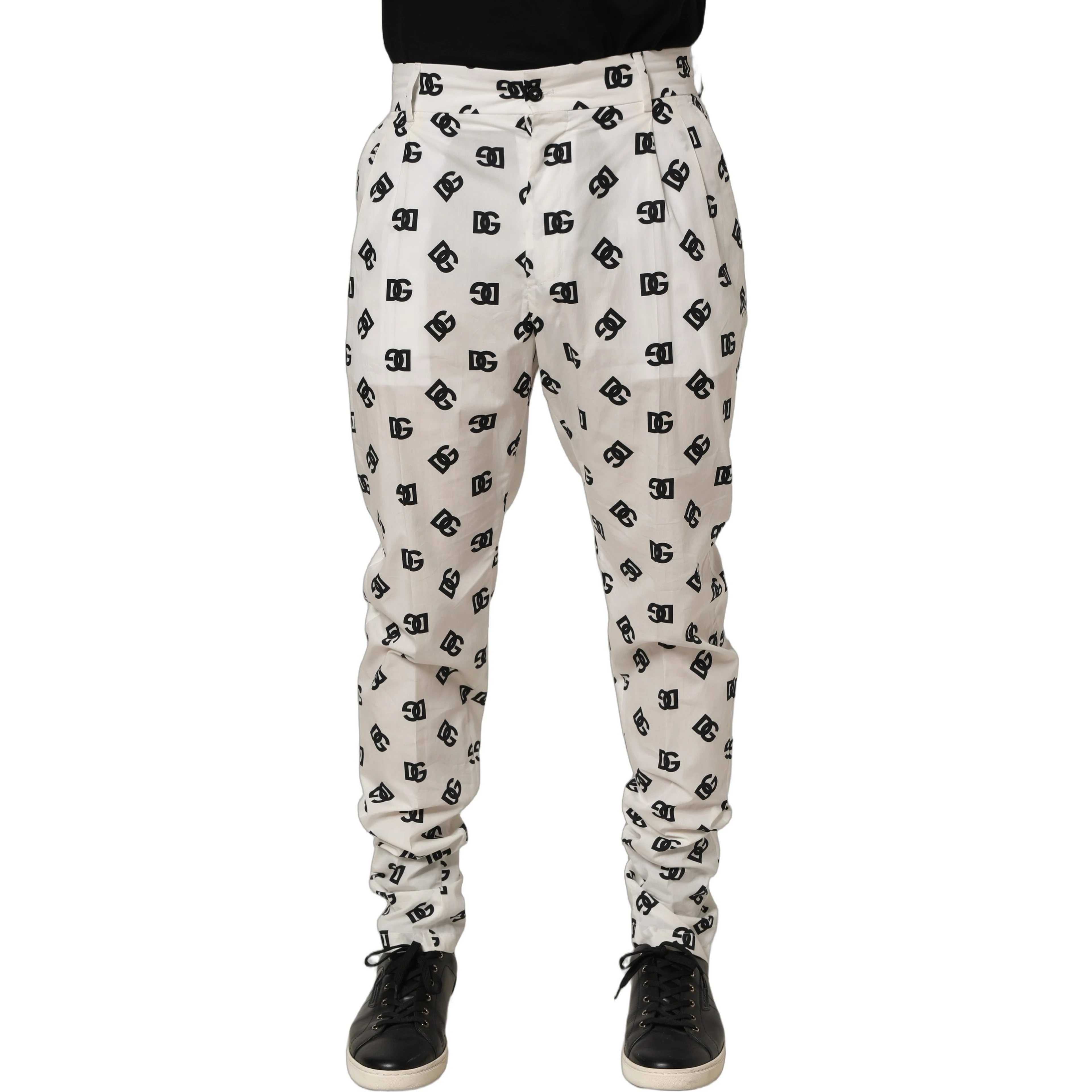 White Logo Skinny Leg Dress Men Trouser Pants