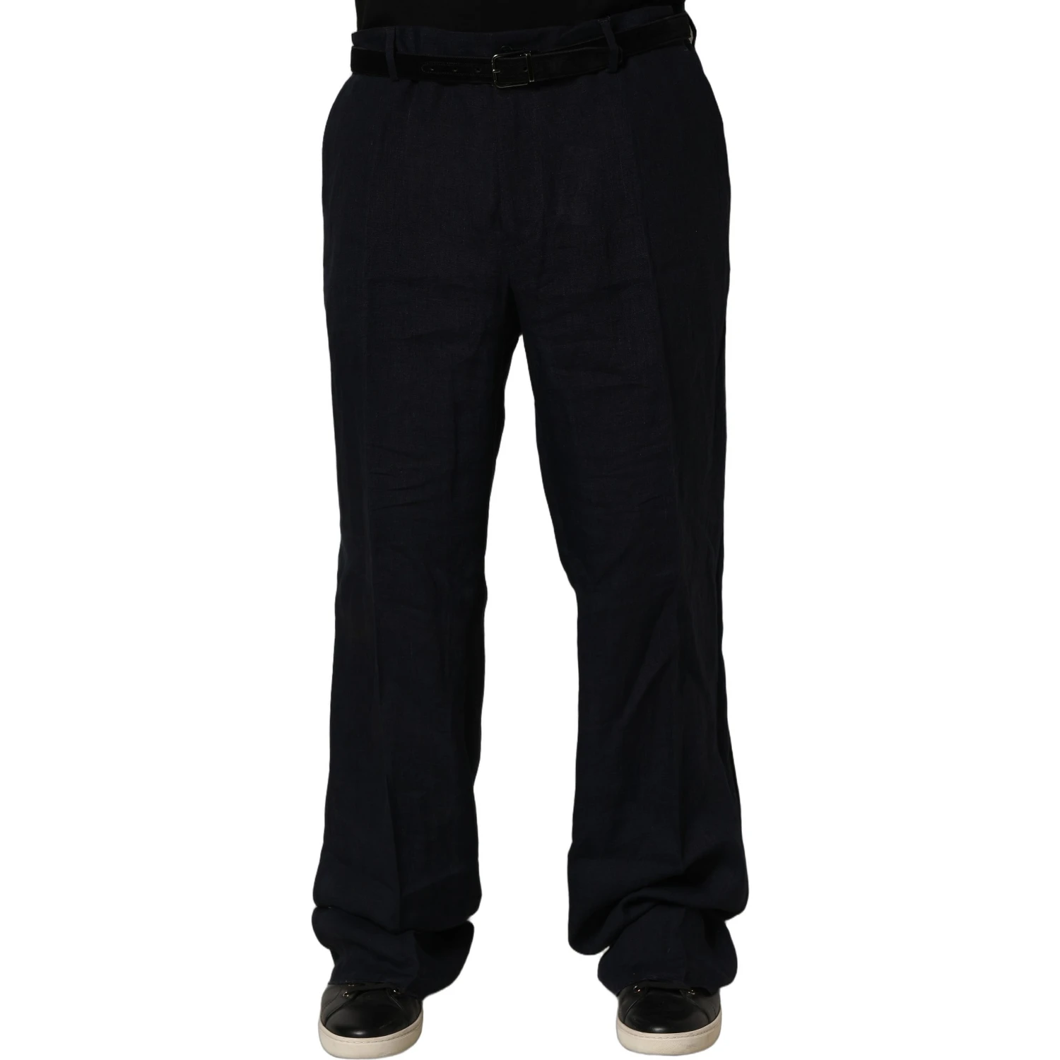 Black Linen Straight Leg Dress Trouser Pants