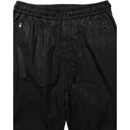 Black Cotton Mid Waist Jogger Sweatpants Pants