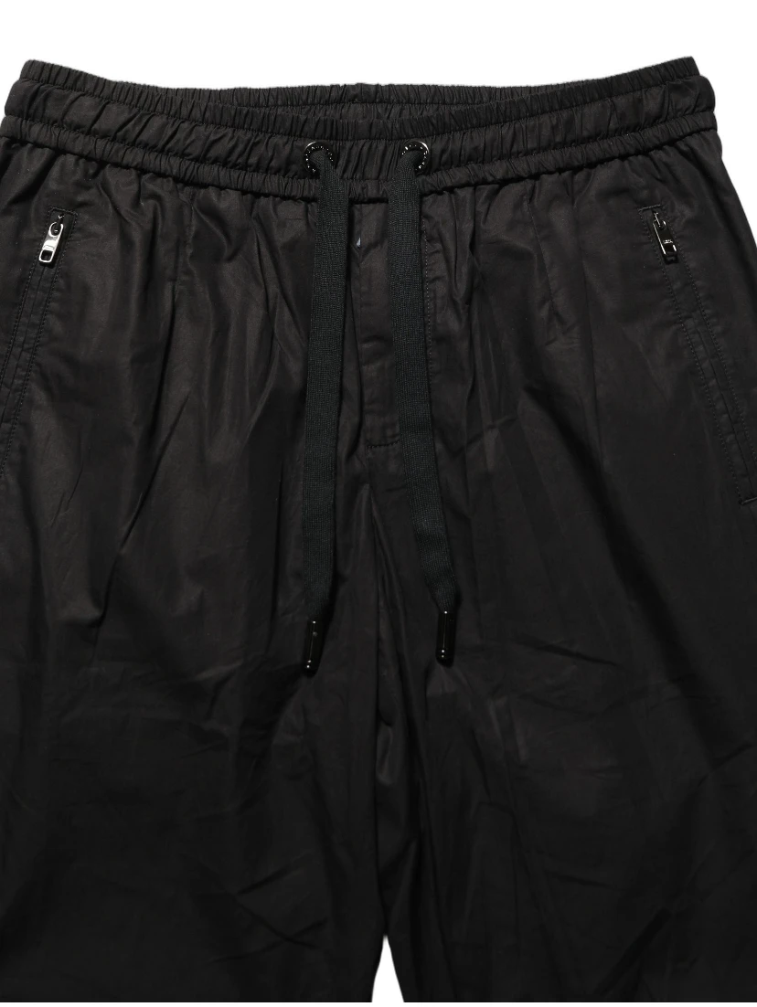 Black Cotton Mid Waist Jogger Sweatpants Pants