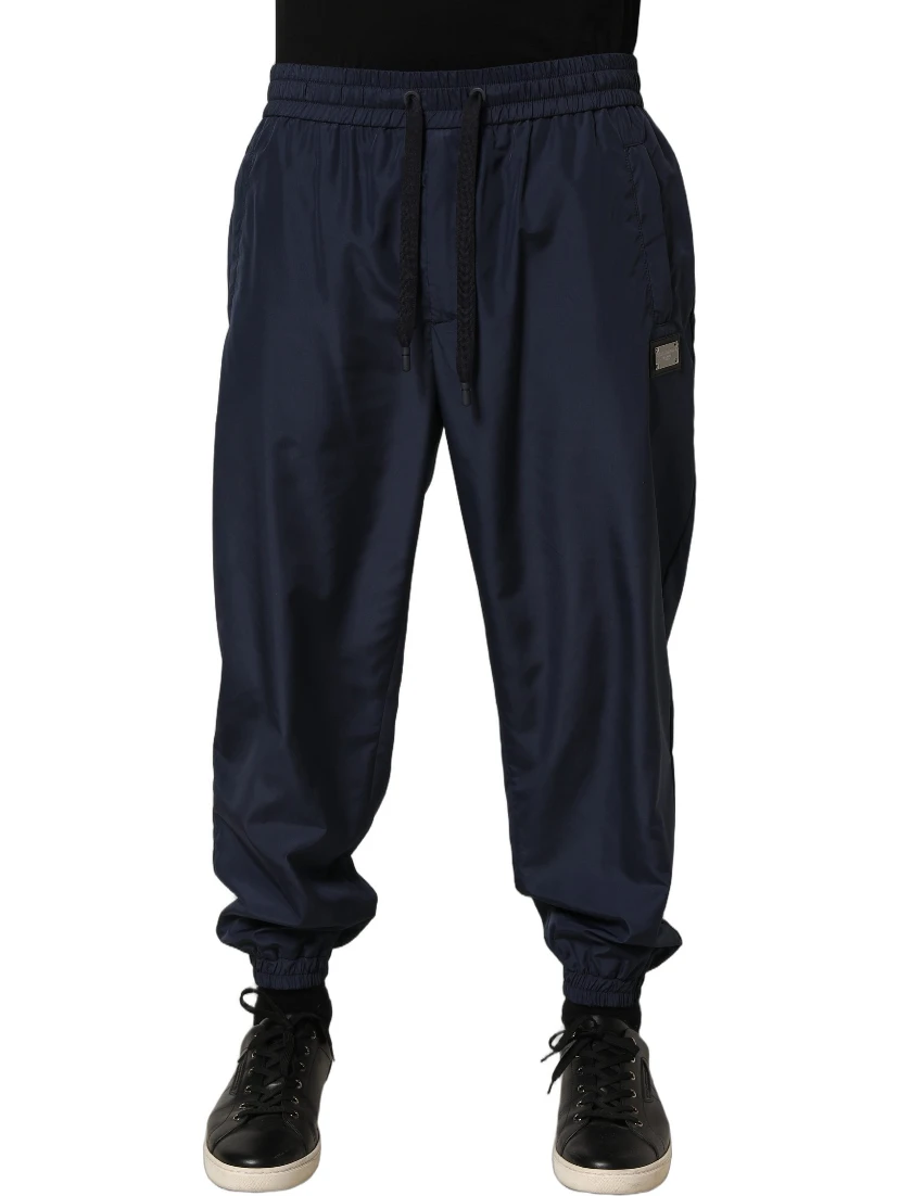 Dark Blue Polyester Jogger Sweatpants Pants