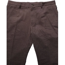 Brown Cotton Skinny Leg Dress Trouser Pants