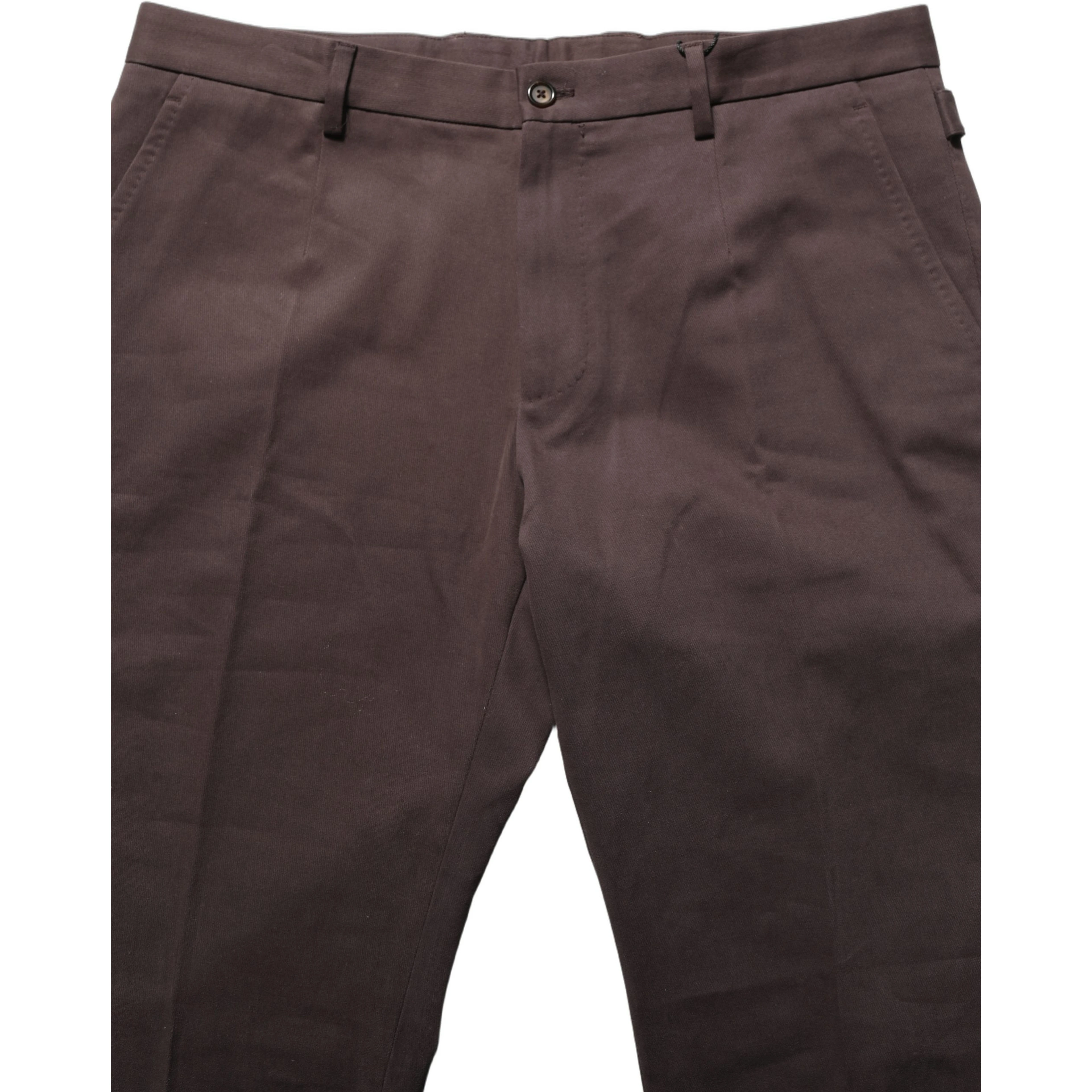 Brown Cotton Skinny Leg Dress Trouser Pants