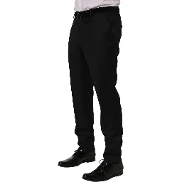 Black Wool Skinny Leg Dress Trouser Pants