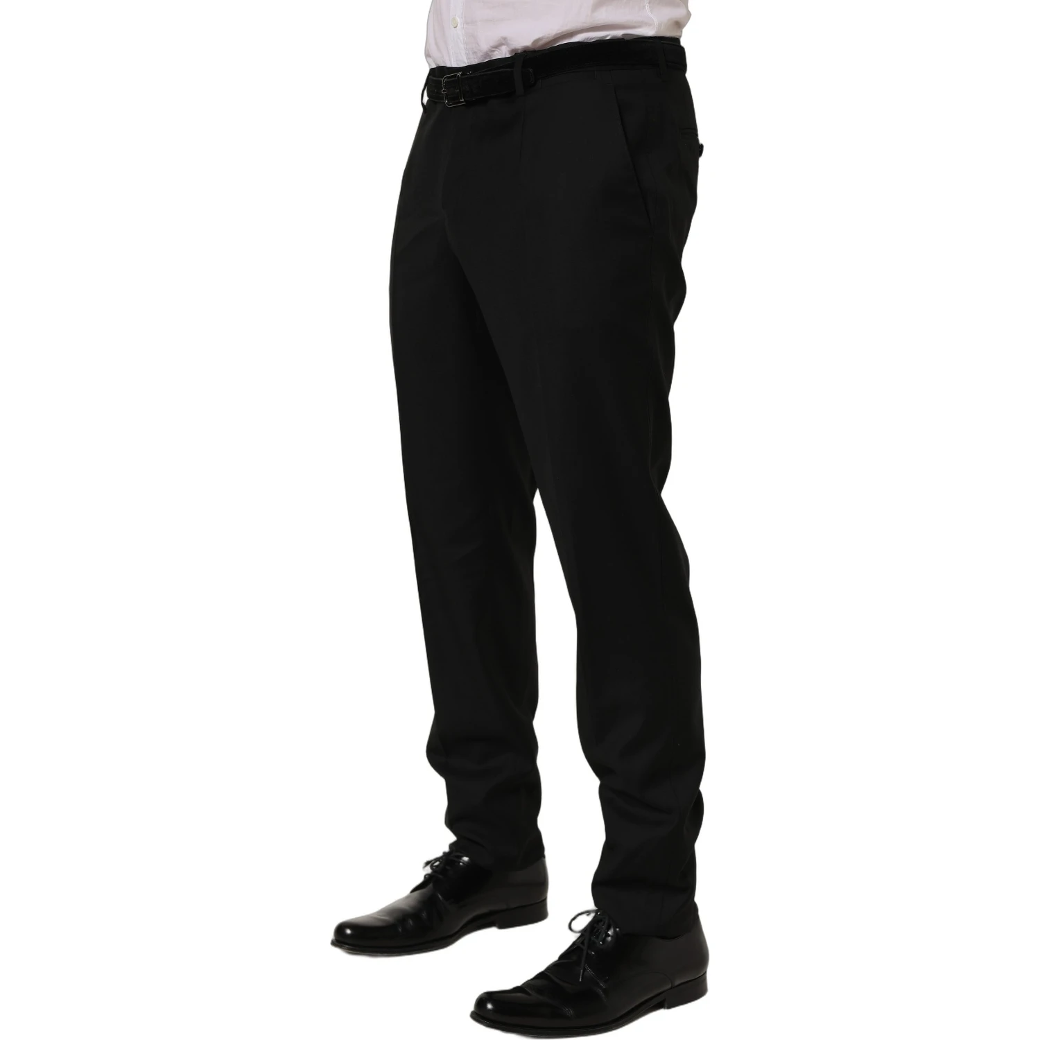 Black Wool Skinny Leg Dress Trouser Pants