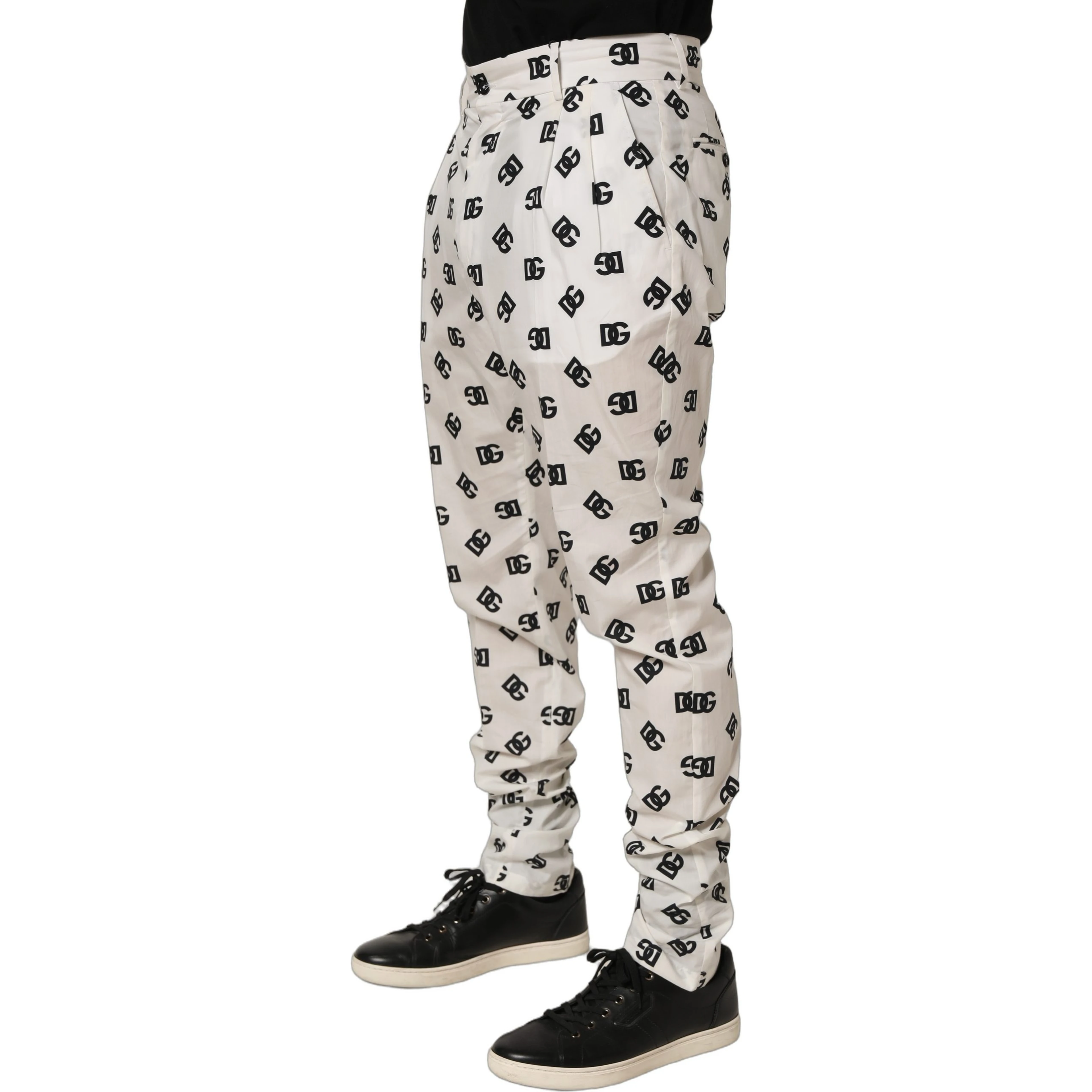 White Logo Skinny Leg Dress Men Trouser Pants