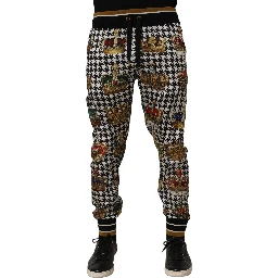 Multicolor Houndstooth Crown Men Sweatpants Pants