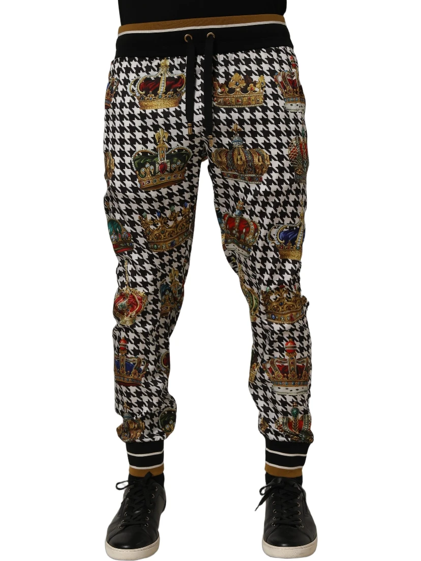 Multicolor Houndstooth Crown Men Sweatpants Pants