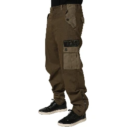 Brown Mid Waist Straight Cargo Trouser Pants