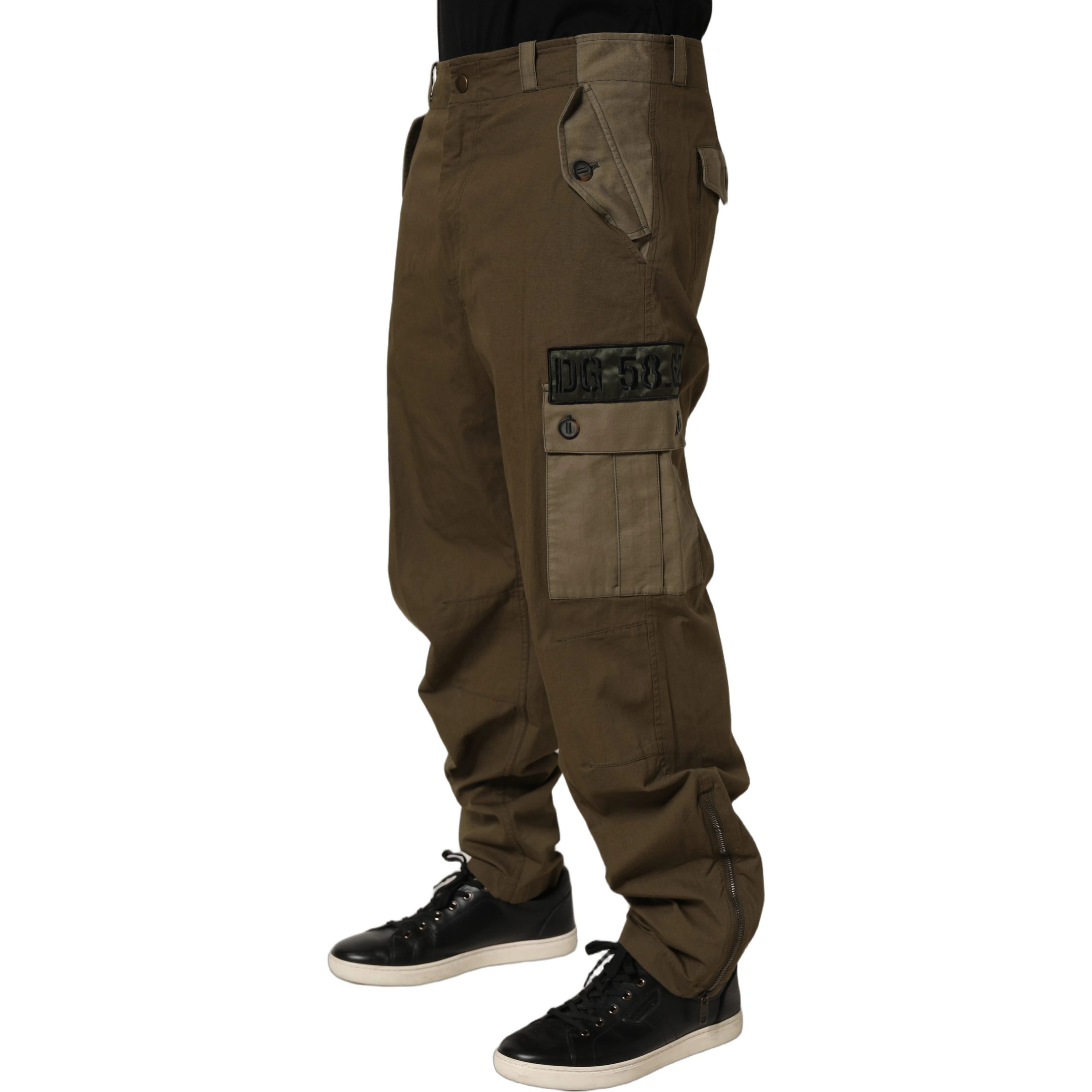 Brown Mid Waist Straight Cargo Trouser Pants
