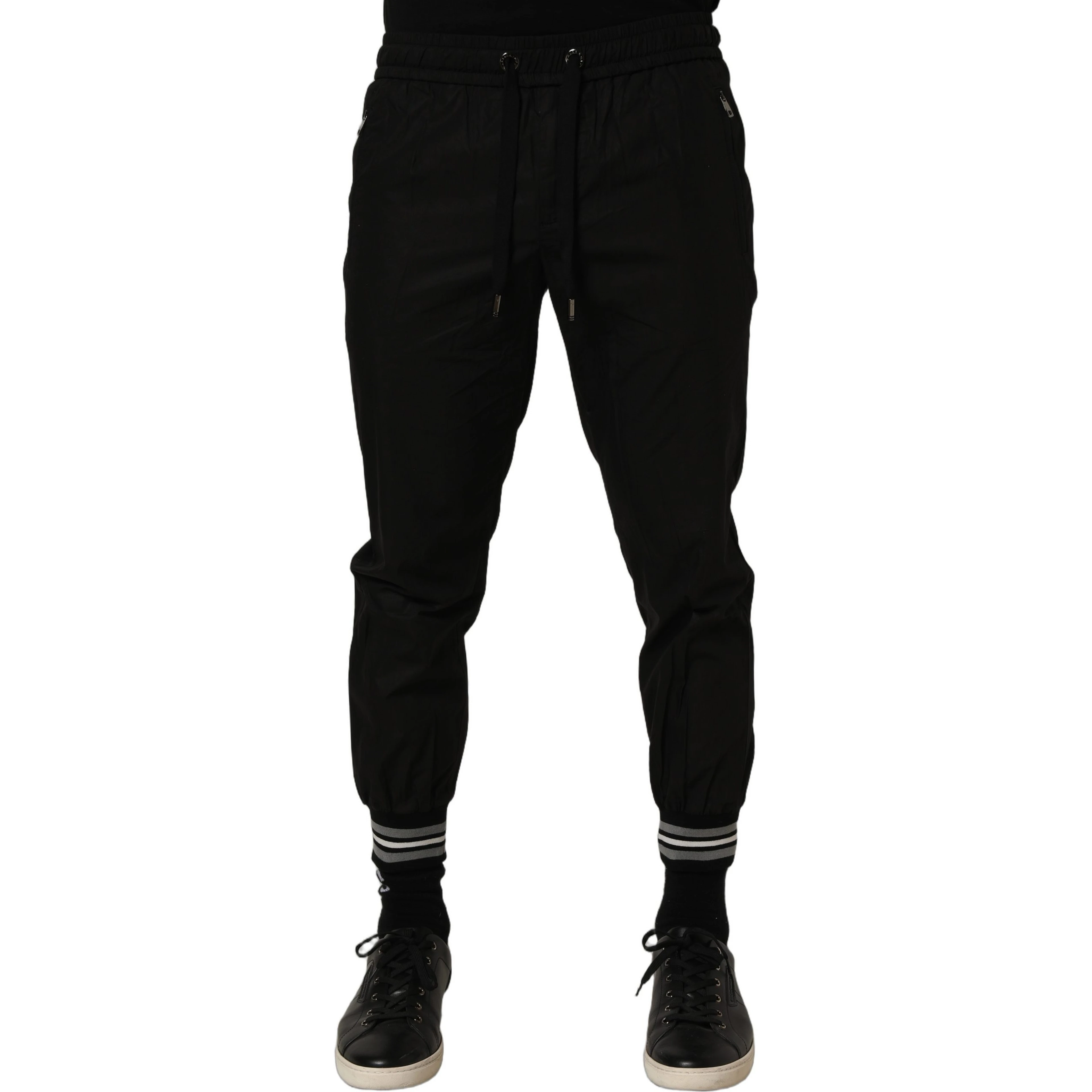 Black Cotton Mid Waist Jogger Sweatpants Pants