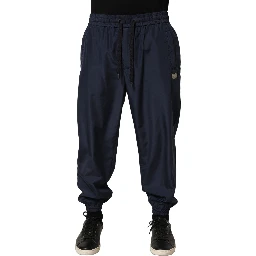 Dark Blue Polyester Jogger Sweatpants Pants