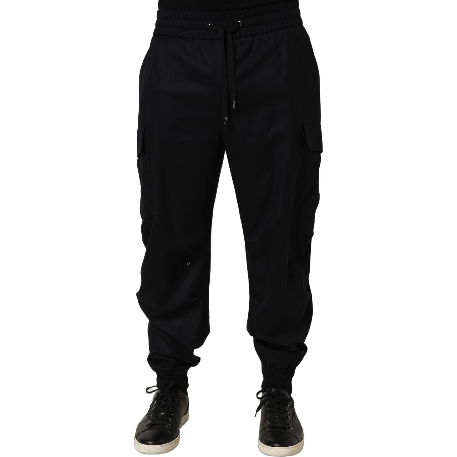 Black Mid Waist Cargo Jogger Sweatpants Pants