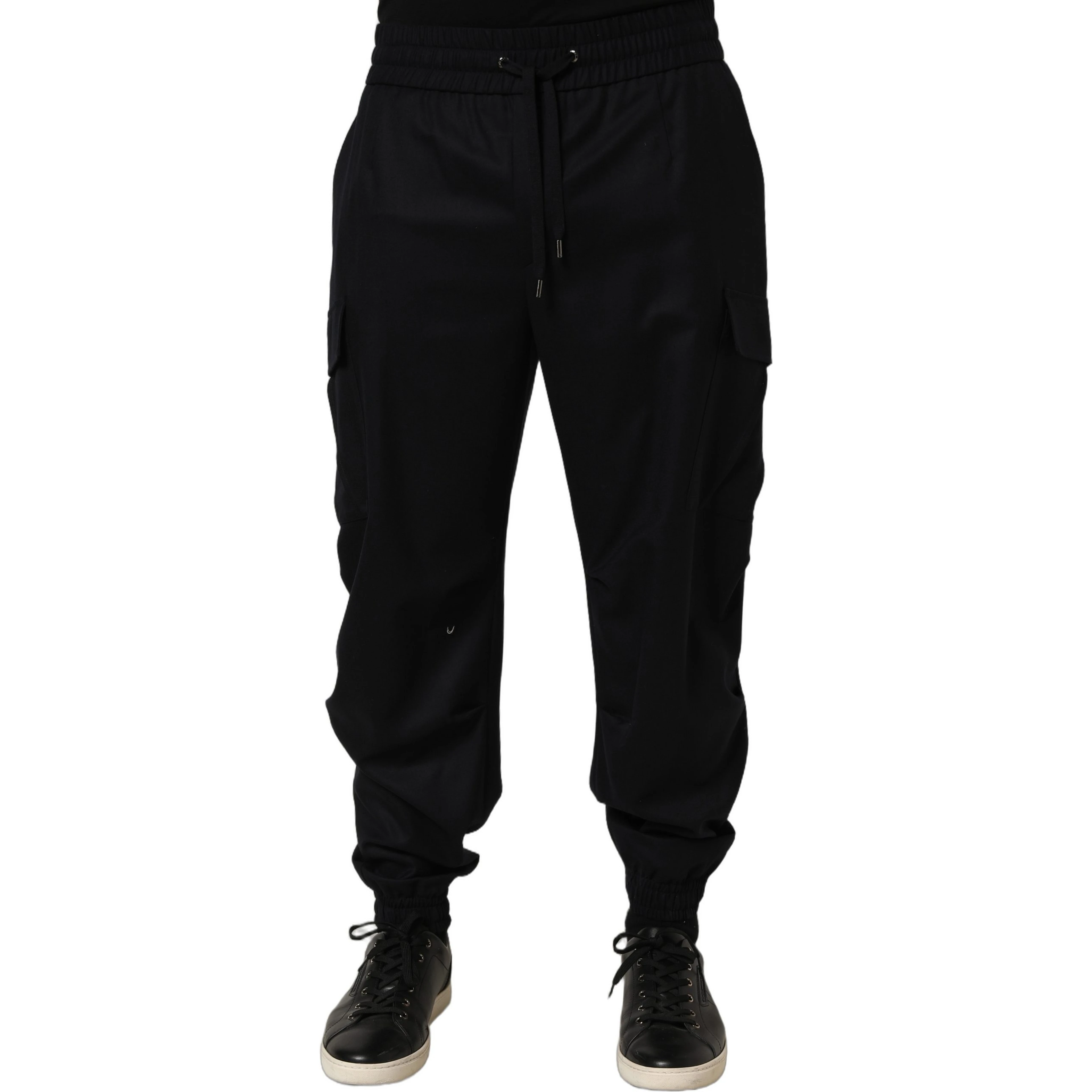 Black Mid Waist Cargo Jogger Sweatpants Pants