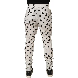 White Logo Skinny Leg Dress Men Trouser Pants